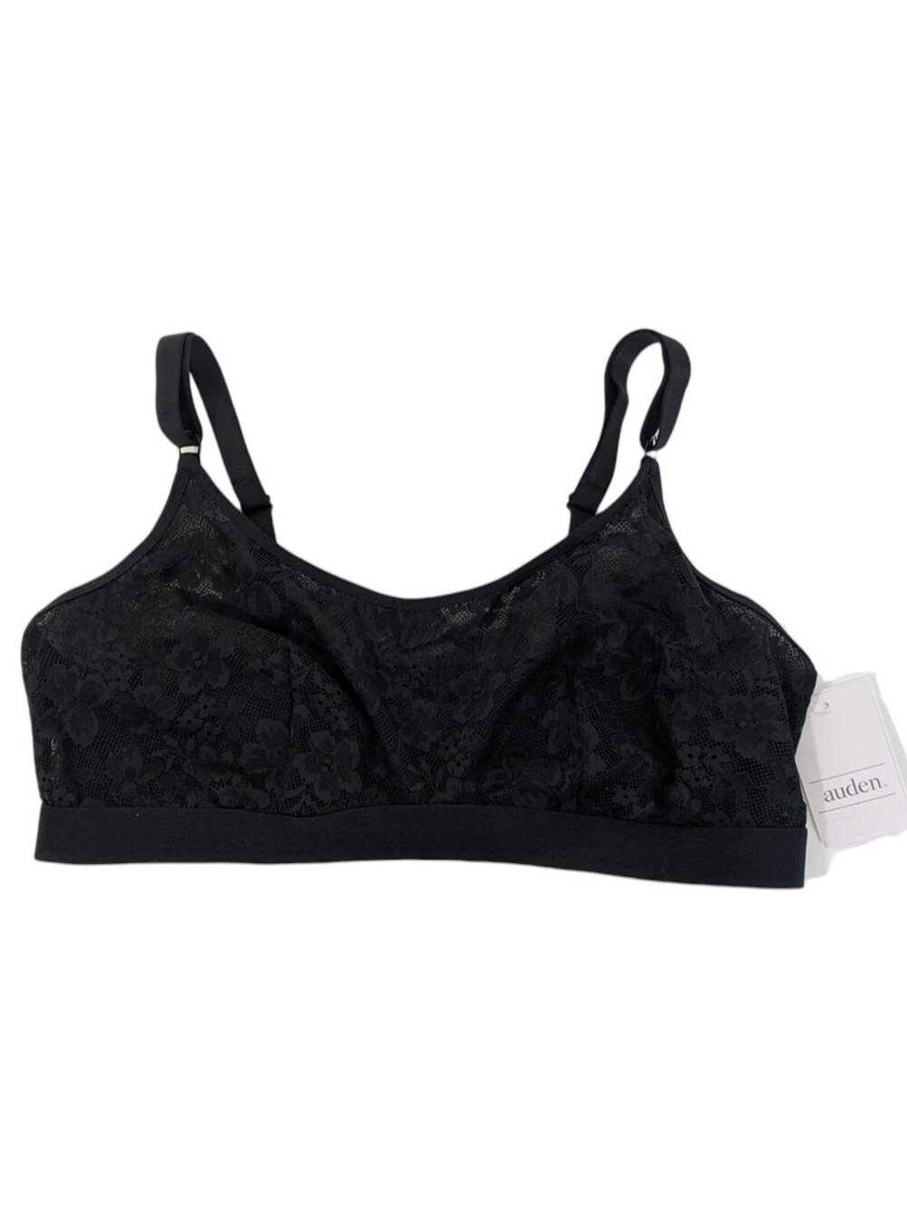 NEW Auden Black Lace Bralette - Size Large Womens Lightly Lined Bra 36D 38C 38D